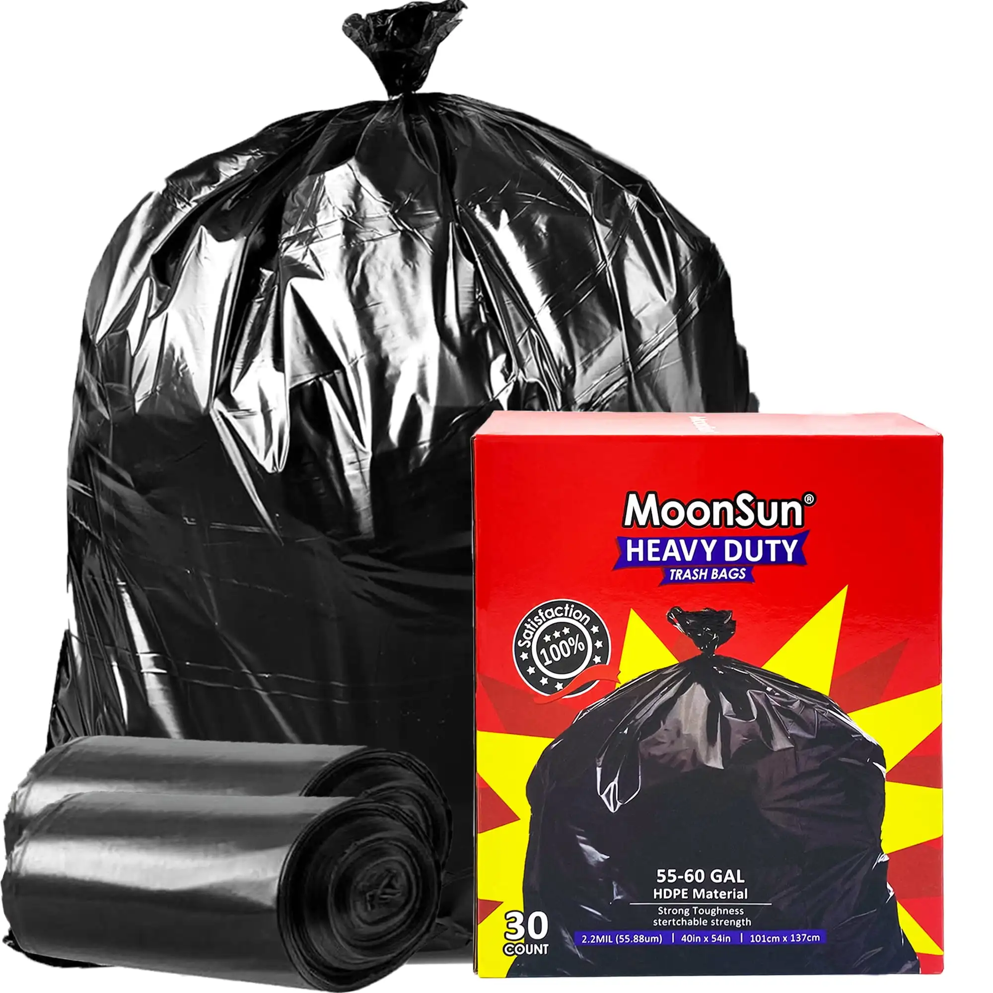 

Trash Bags, 2.2 Mil 55-60 Gallon Large Contractor Bags 30 Counts Heavy Duty Outdoor Garbage Can Liners Black