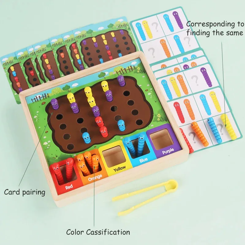 Jeu de piège à abeilles de Cognition de couleur, perles à Clip, jouets en bois pour l'éducation précoce, maison d'abeilles, formation à la motricité Fine, outils pédagogiques