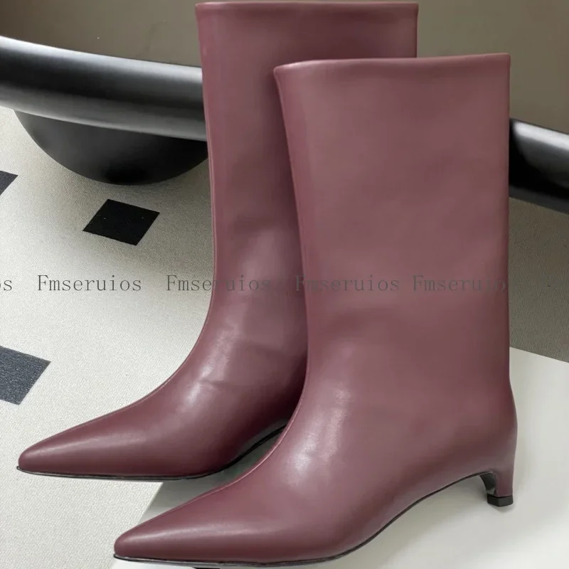 النساء حذاء من الجلد أشار تو كعب منخفض أحذية بوت قصيرة جلد طبيعي أنيق موجزة الاسلوب المناسب أحذية عالية الجودة الخريف الشتاء