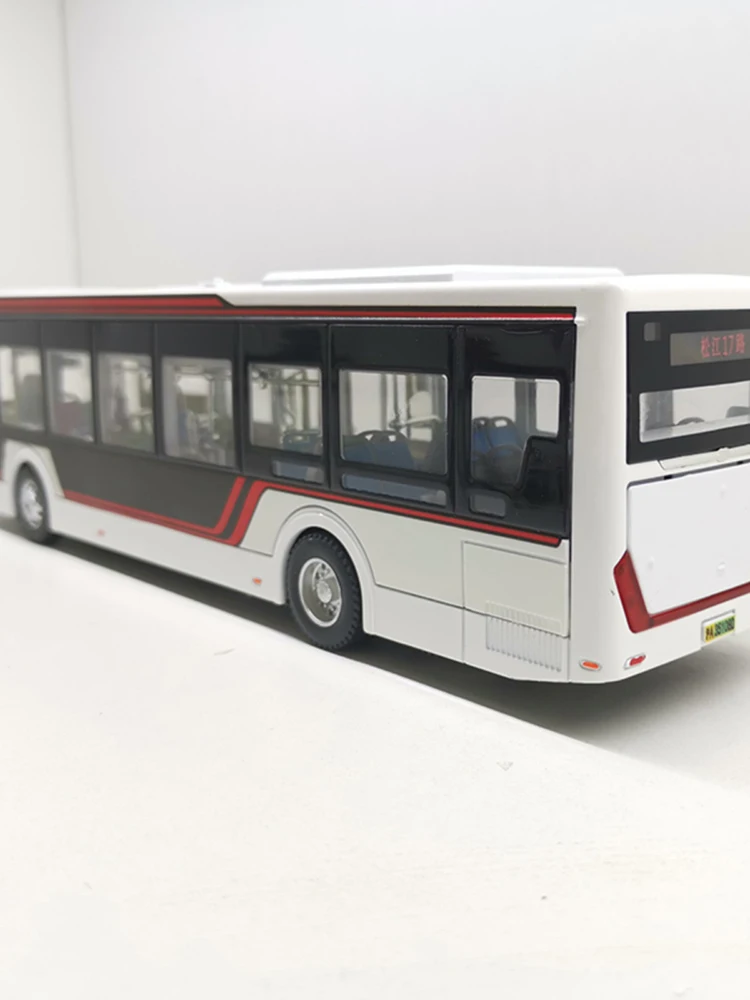 Spot Goods Shanghai Jiushi Songjiang Bus Simulation Metal Model Alloy Car Toys 1:43 Scale Lighting Version Vehicle Decoration