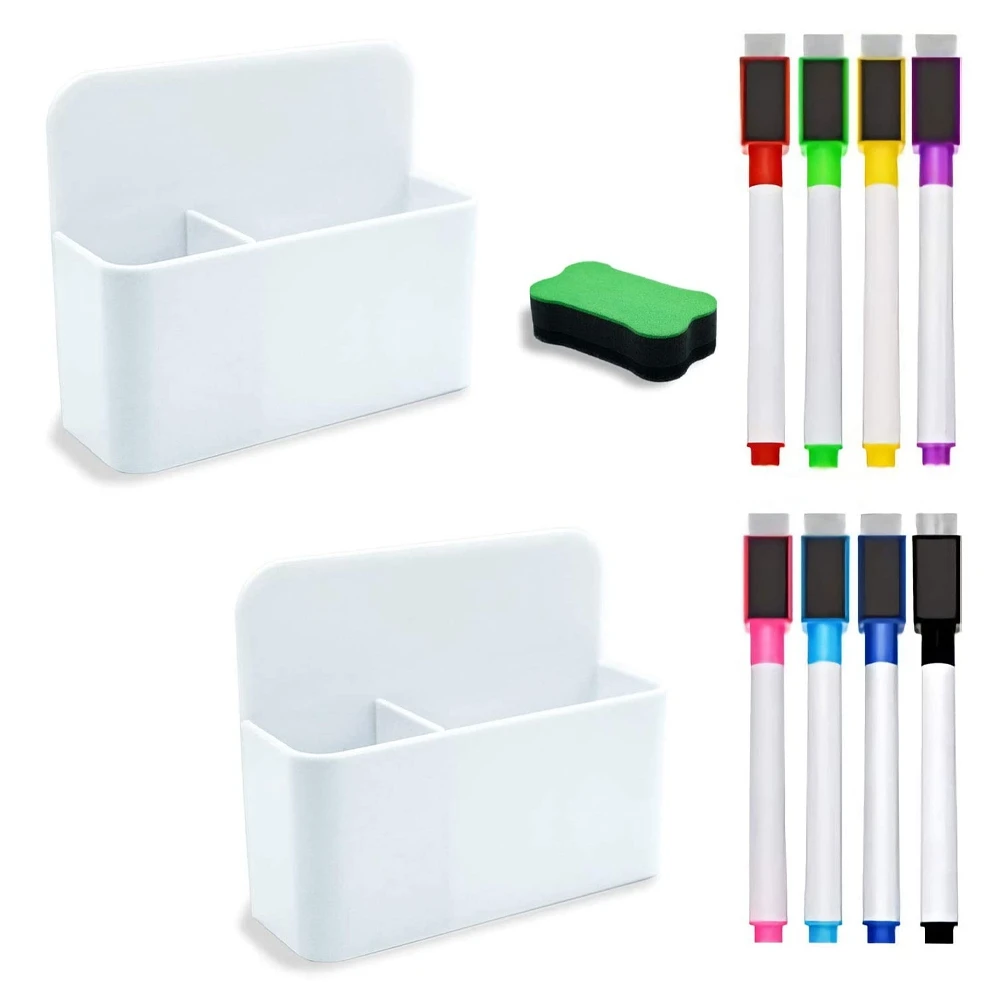 Whiteboard Magnetic Marker Storage Box Set Magnetic Dry Erase Marker Magnetic Whiteboard Eraser for School Office Home