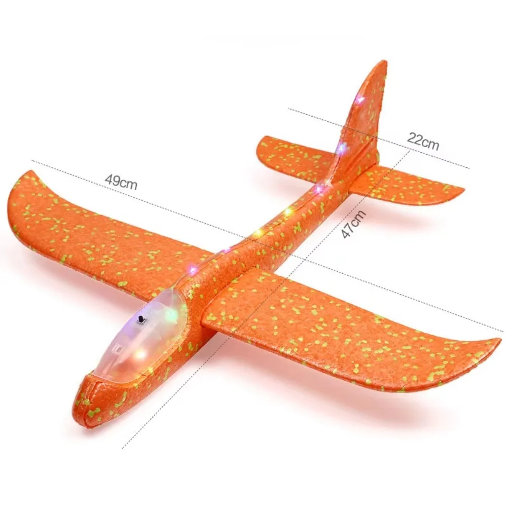 

Large Foam Glider Airplane with LED Lights Ultralight Inertial Foam Plane Model Airplane Durable LED Flying