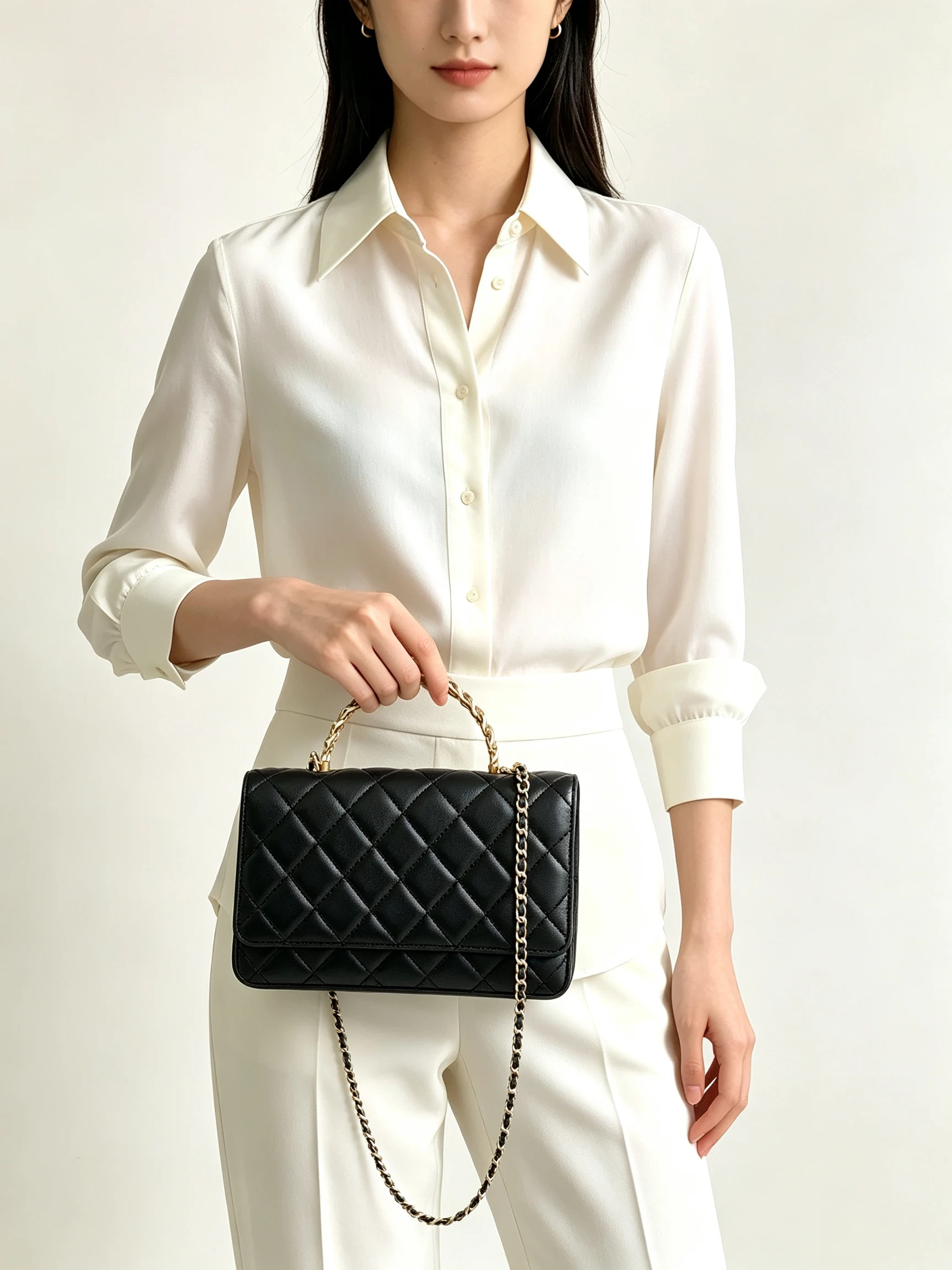 Delicate Metal Chain Leather Women Bag Daily Office Travel Crossbody Dating Handbag