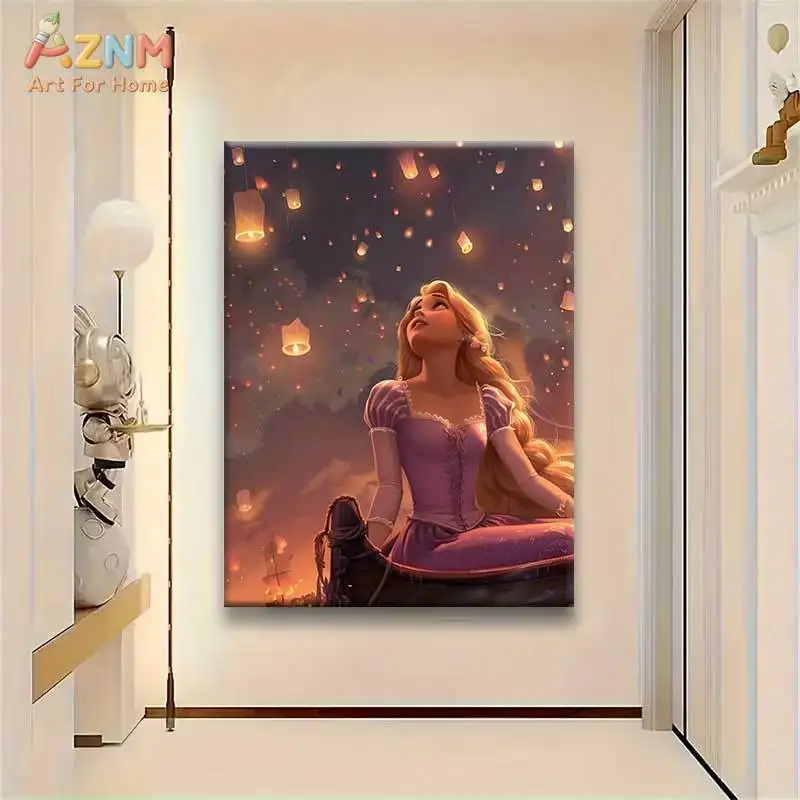 AZNM Disney Tangled Rapunzel Floating Lanterns Scene Framele