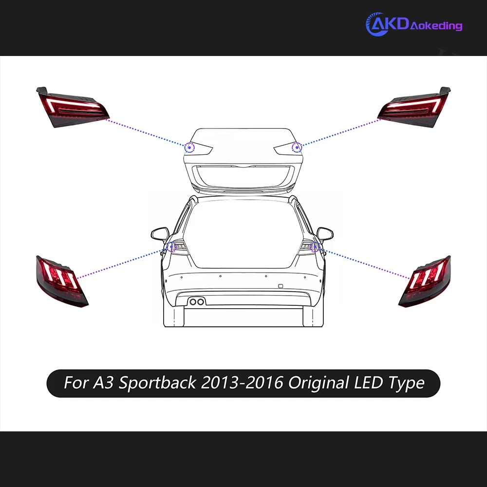 Tail Light For Audi A3 Hatchback 2013-2016 автомобильные товары Rear Lamp Hella LED Lights Car S3 Sportback Taillights