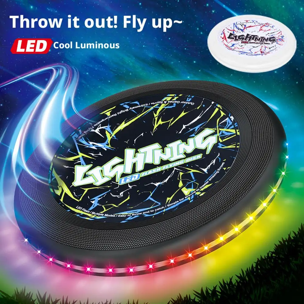 

Светодиодный летающий диск, серебристые красочные игрушки для отдыха на свежем воздухе, различные изменения освещения, легкие и забавные подарки для спортивных игр