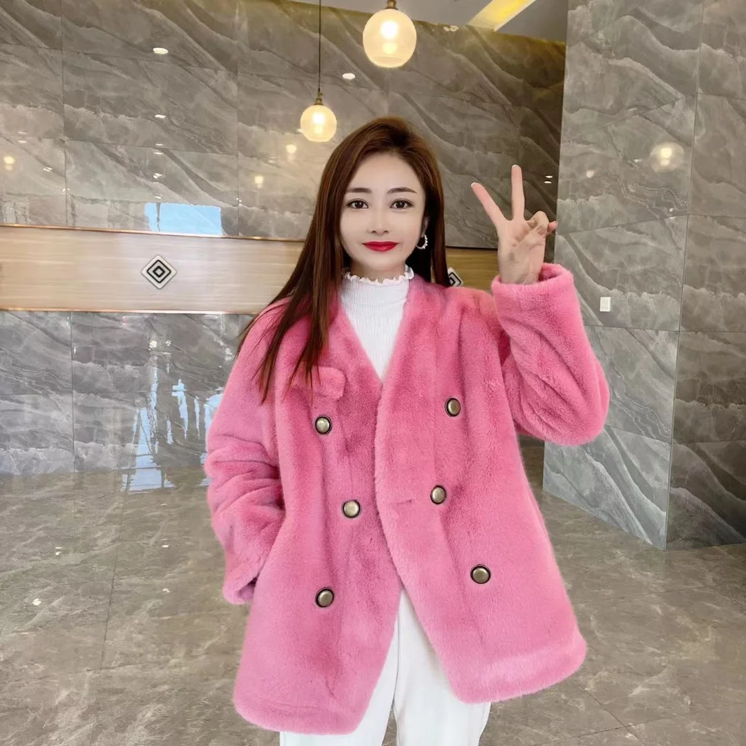 

Fashion Week Luxury Imitate Mink Coats Korean Cropped Faux Fur Coat Women Winter 2023 Hot Cool Girls Fluffy Short Fur Jacket