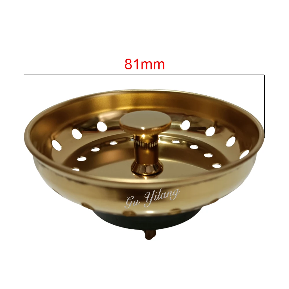 GYL 8.1cm Golden Color Kitchen Sink Plug Sink Filter Sink Drainer Stopper Gold Strainer 3-1/2 strainer American Style