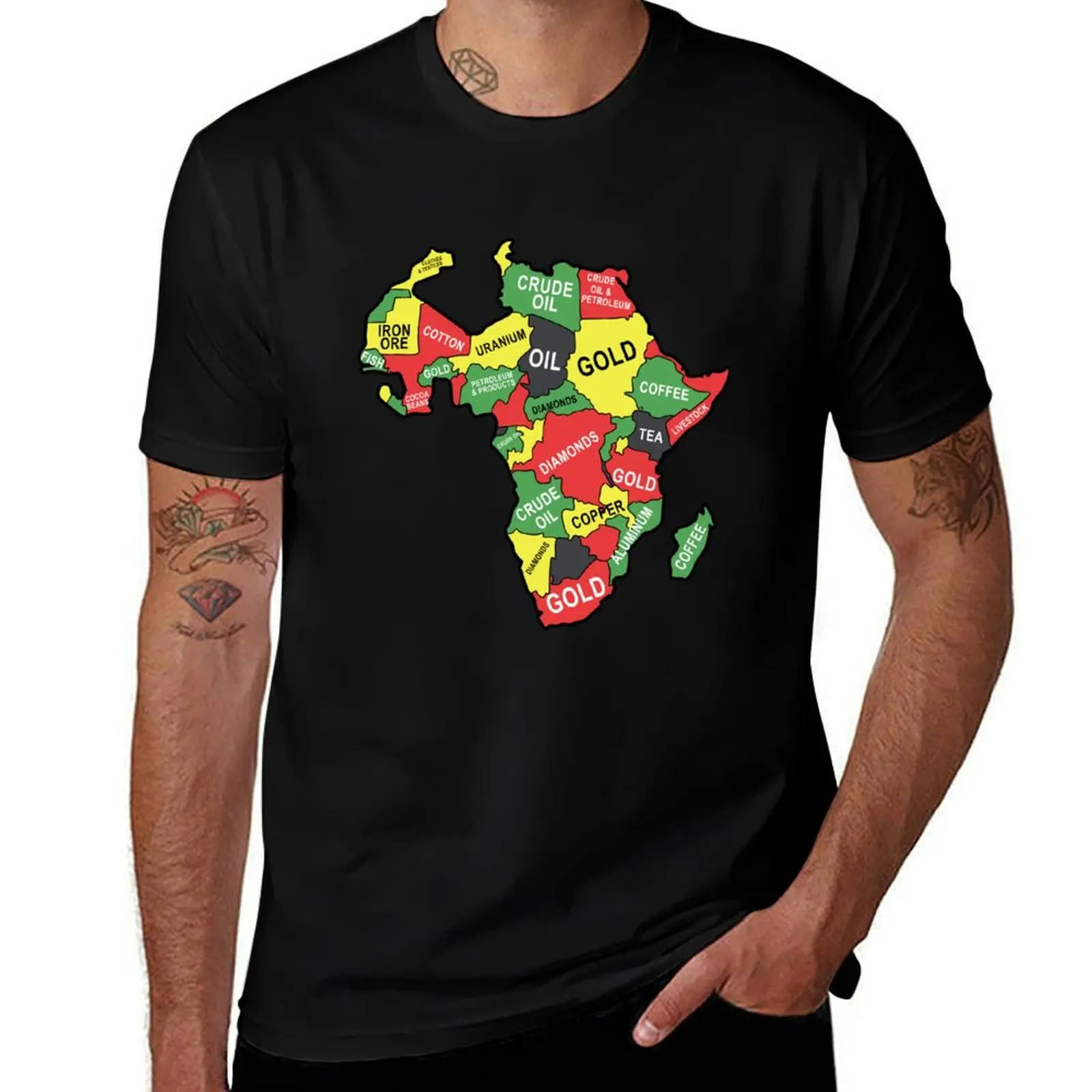 

Africa map resources continent oil gold gift T-Shirt cotton t shirt man man t shirt graphic T-Shirt