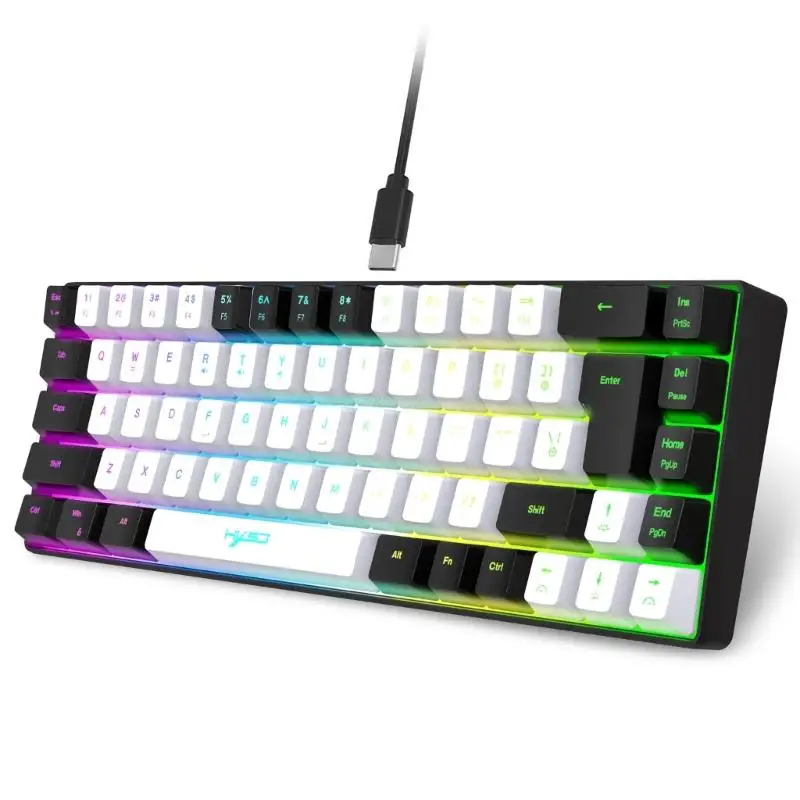 V200 Membrane Gaming Keyboard 68 Keys 20RGB Backlit Membrane Keypad USB TypeC Cord for Gamers and Office Workers