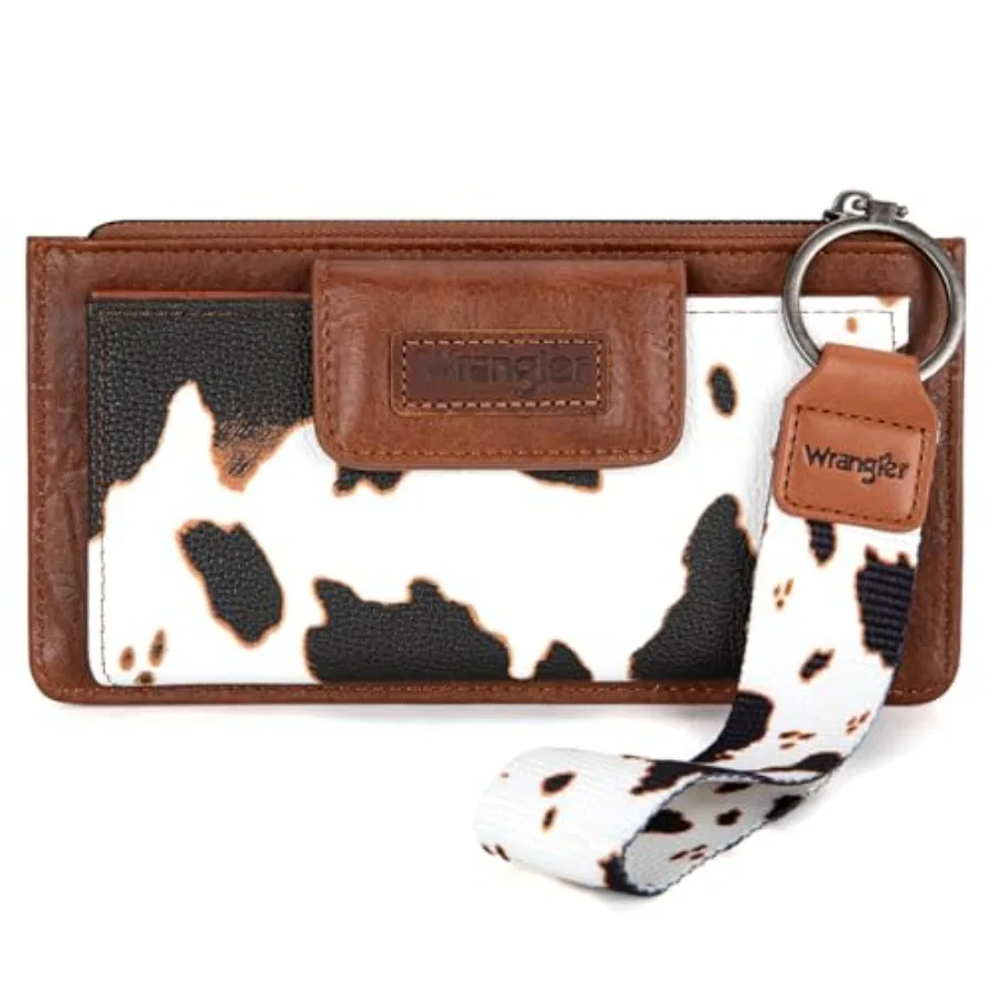 

Кошелек X Wrangler с коровьим принтом для женщин, дамский картхолдер и органайзер для денег, наручный кошелек-клатч с отделением для монет