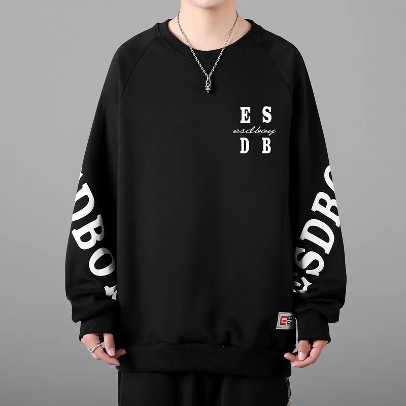 Men Top Spring Autumn Solid Cotton Sweatshirts Hip Hop Loose Punk Hoodies Korean Casual Pullover Streetwear Large Size Clothing