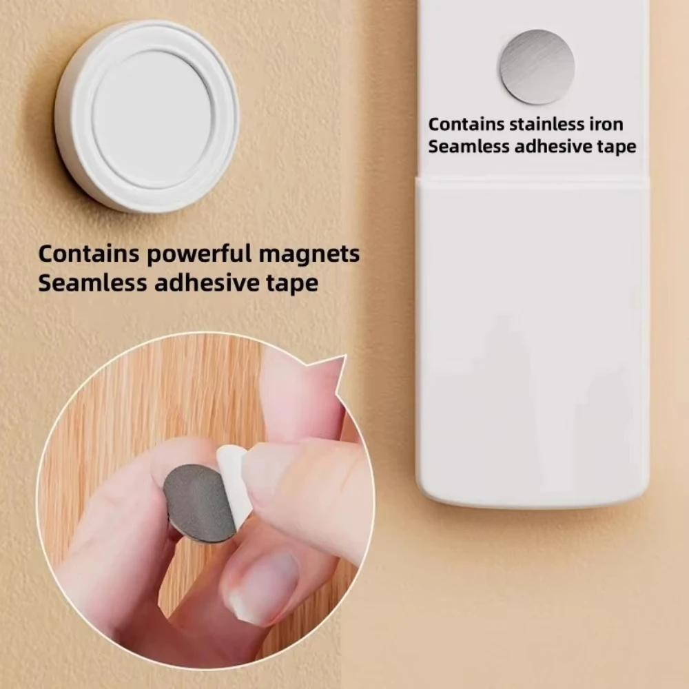No Punch Self Adhesive Magnetic Wall Remote Organizer Compact Sturdy Storage Rack For TV AC DVD Controllers Home Office White view 2