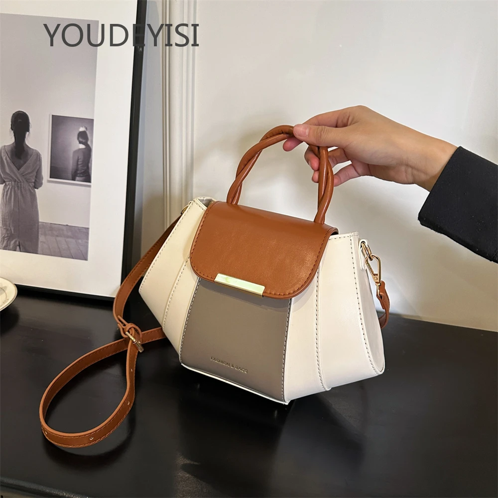 YOUDEYISI Contrast Color Top-handle Bags For Women Patchwork Big Capacity Shoulder Crossbody Shell Bag Luxury Designer Handbags