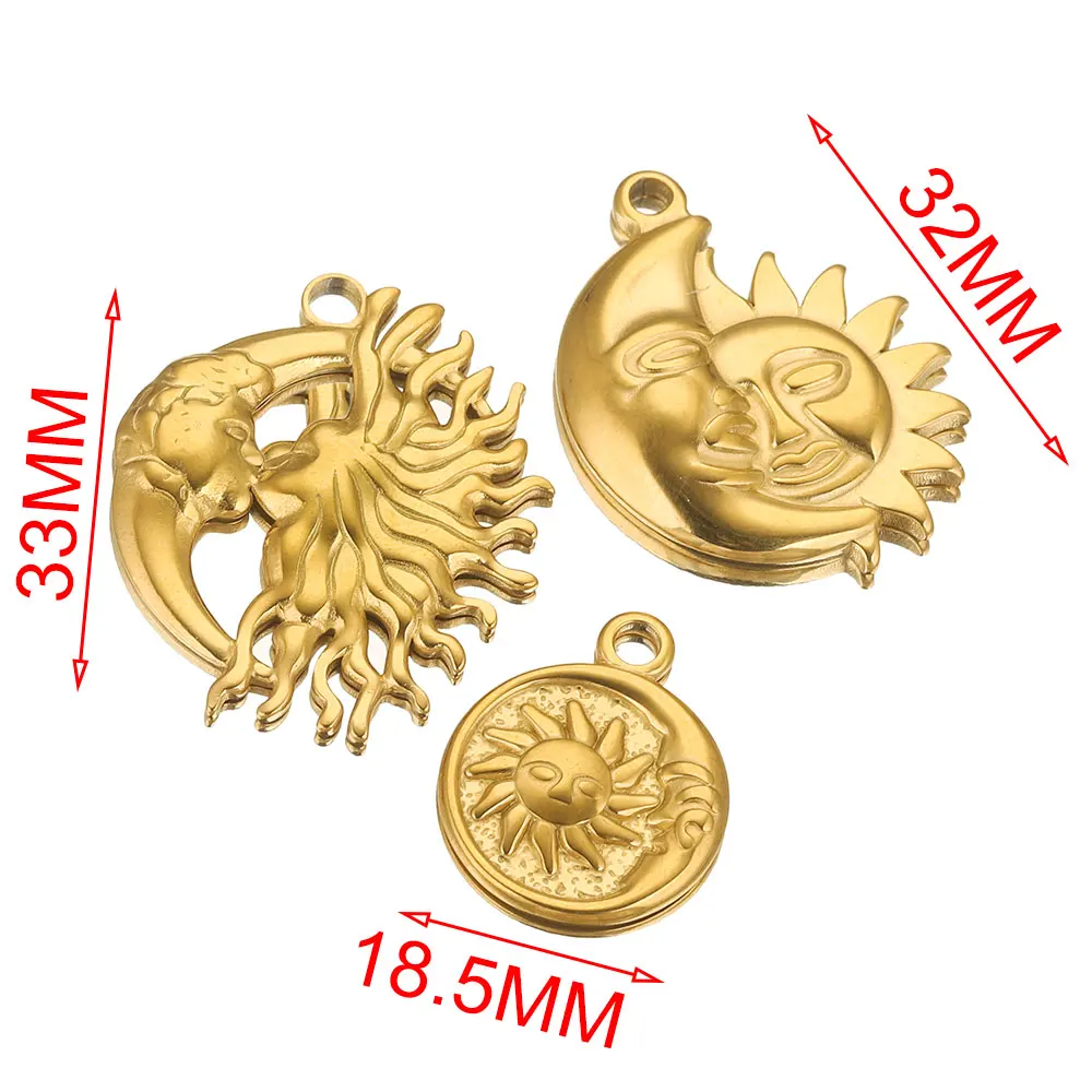 5pcs Stainless Steel Sun Kiss Moon Love Charms for Jewelry Connectors Earrings Charm Making Supplies for Diy Jewelry Findings - Image 4