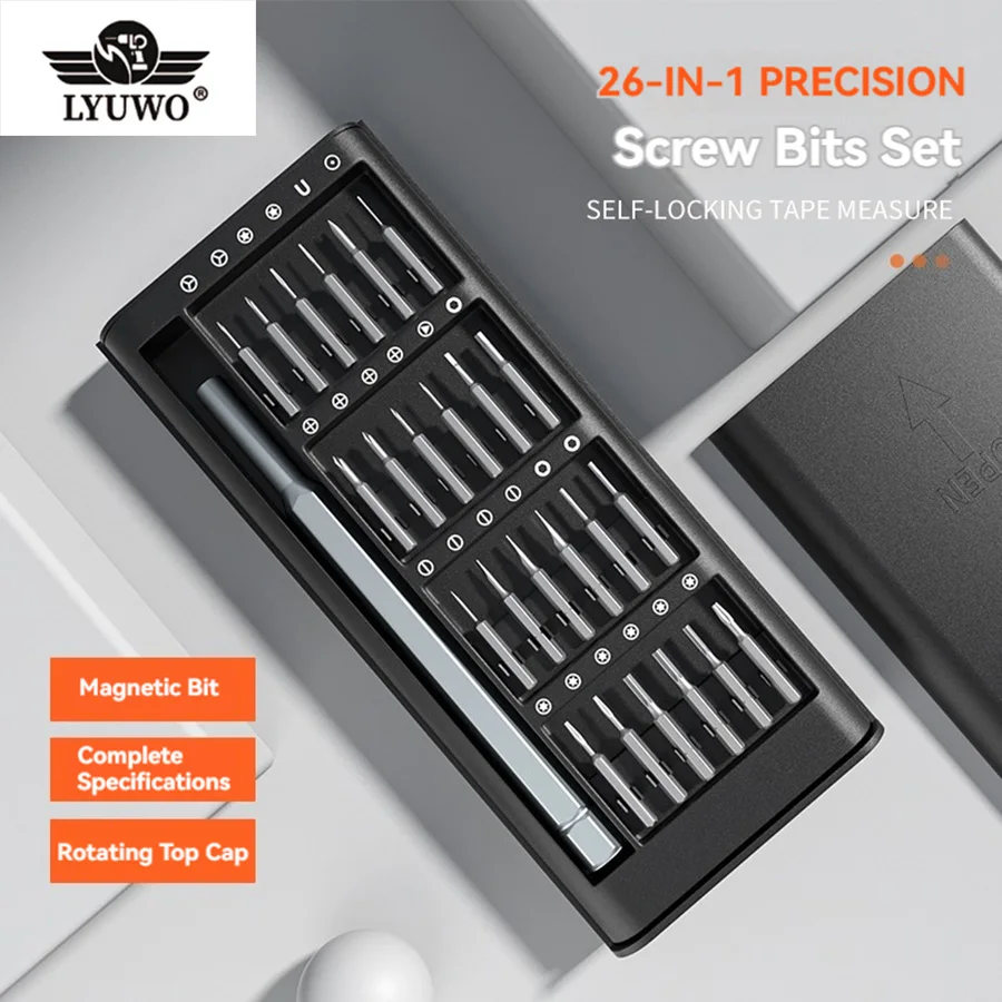 

26 in 1 Magnetic Suction Storage Aluminum Handle Multifunctional Screwdriver Set Hardware Tools For Home Precision Maintenance