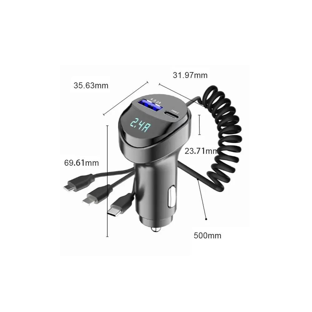 1db 55W USB gyorsan kocsi telefont töltő 3.1A vel feszültség kijelző autó hármas ben Valaki USB Bevonható töltés Vezeték autó kiegészítők