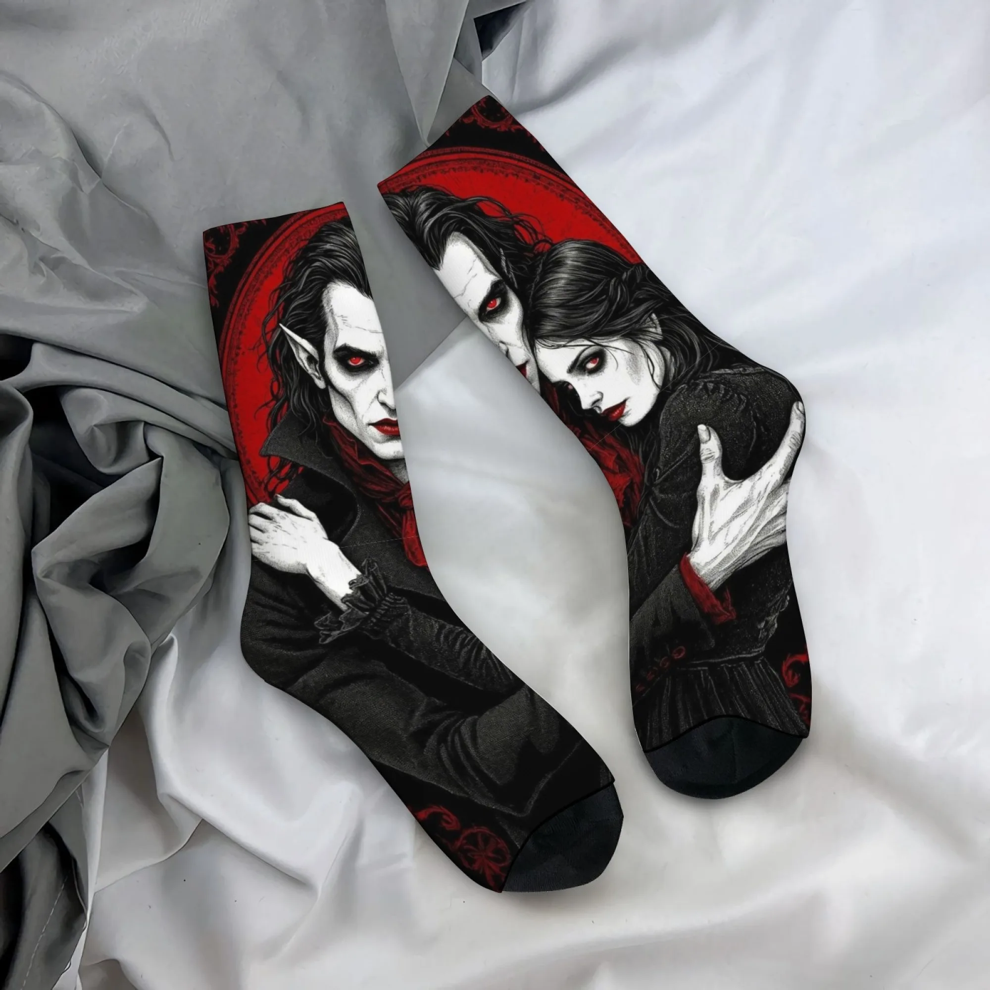 

Romantic Vampire Comic Socks Novelty Funny Happy Men's Socks Harajuku Style Retro Street Hip-Hop Fashion Socks Crazy Party Gift