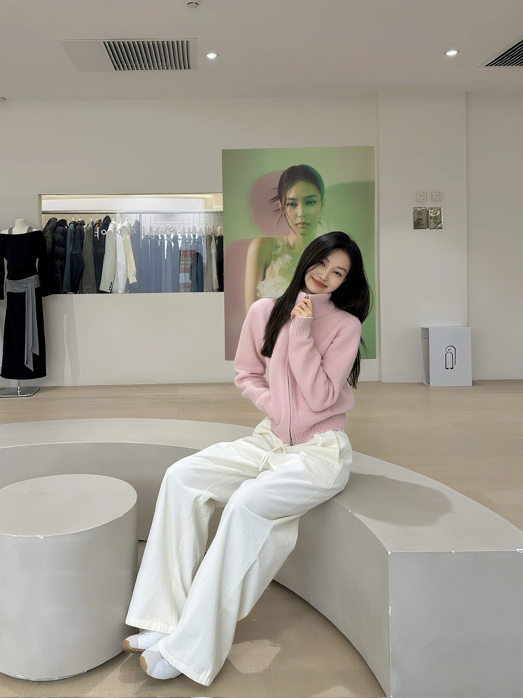 

Warm Woolen Knitted Open Cardigan Women's Loose Sle Fce Outerwear Autumn Winter New Design Double Zipper Casual Sweater