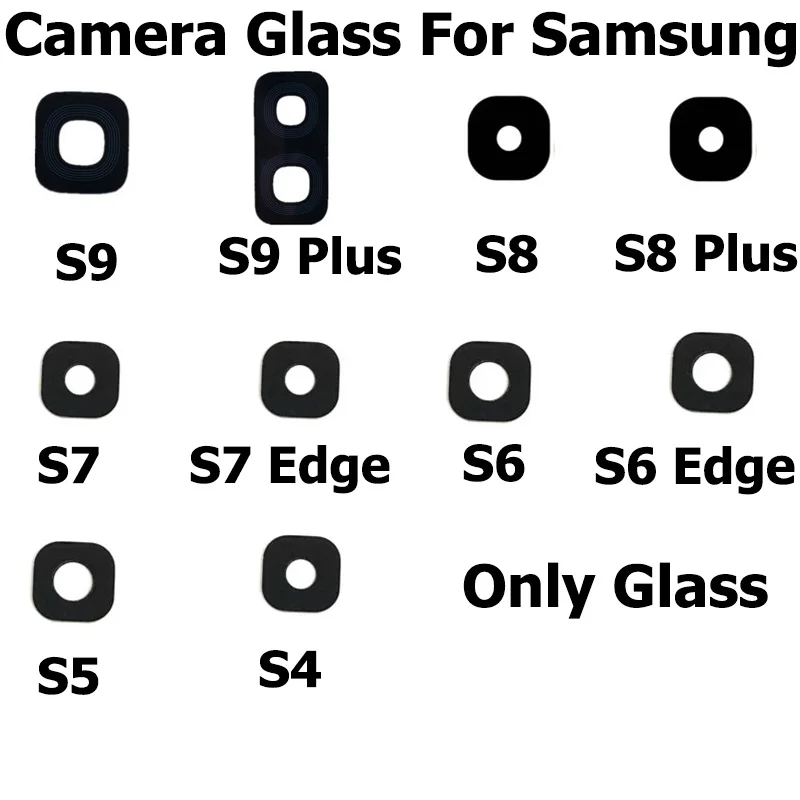 Back Camera Cover For Samsung Galaxy S4 S5 S6 S7 S8 S9 Edge Plus Rear Camera Glass Lens With Glue Sticker Spare Parts