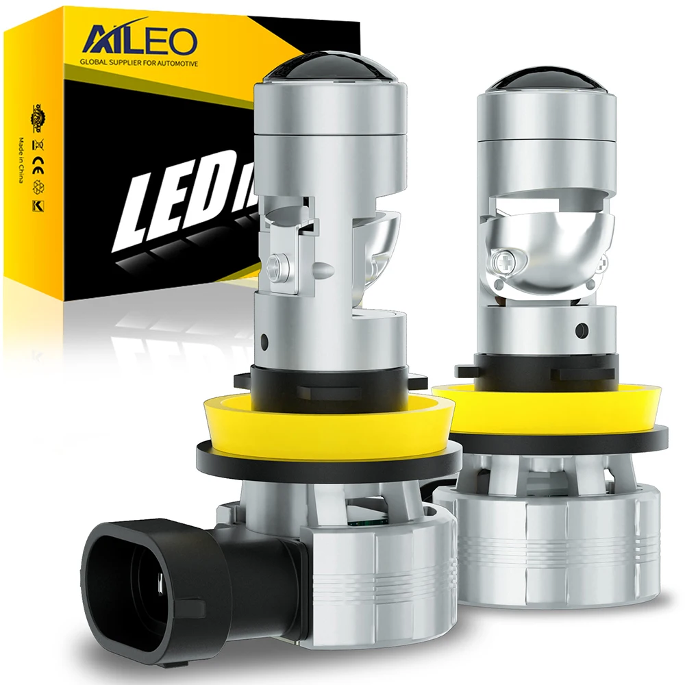 AILEO New H11 LED Headlight Bulbs With Lens H7 H8 H9 HB3 9005 HB4 9006 6000k Super Bright 32000LM 100W  LHD RHD Wireless CSP 12V