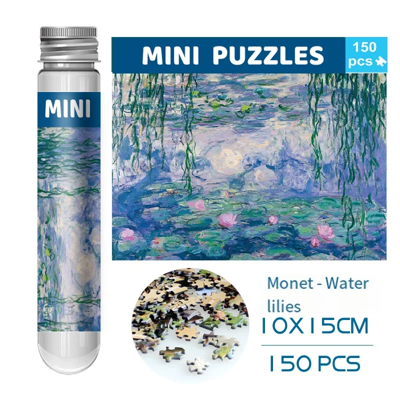 150 Pieces of Mini Test Tube Puzzle Adult Cartoon Puzzle Children's Toy Mini Blue Card Puzzle Board Christmas Birthday Gift