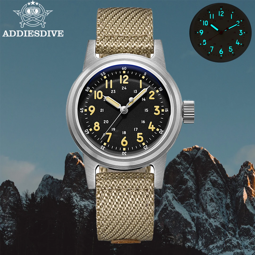 

ADDIESDIVE AD2076 Men Watch NH35A Bubble Mirror Glass Nylon 36mm BGW9 Luminous 200M Waterproof Automatic Mechanical Watch Reloj