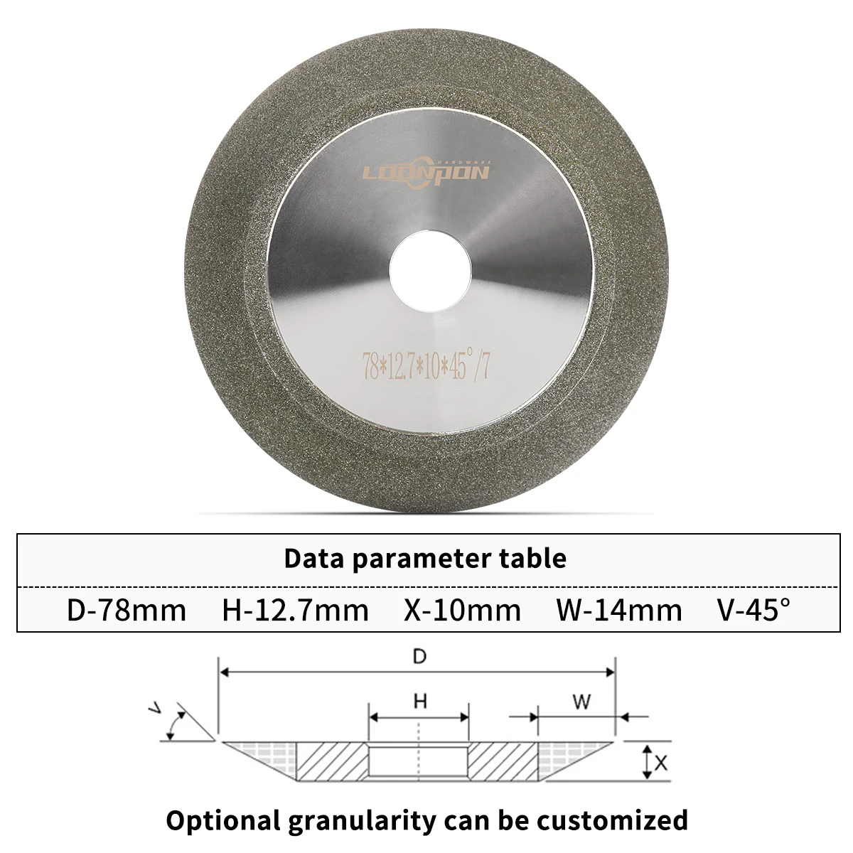 Loonpon 80 mm Diamant-Schleifscheibe, Schleifer, Kreisschärfer, Schleifscheibe für Hartmetall, Metall, Wolframstahl, Fräser – Detail 4