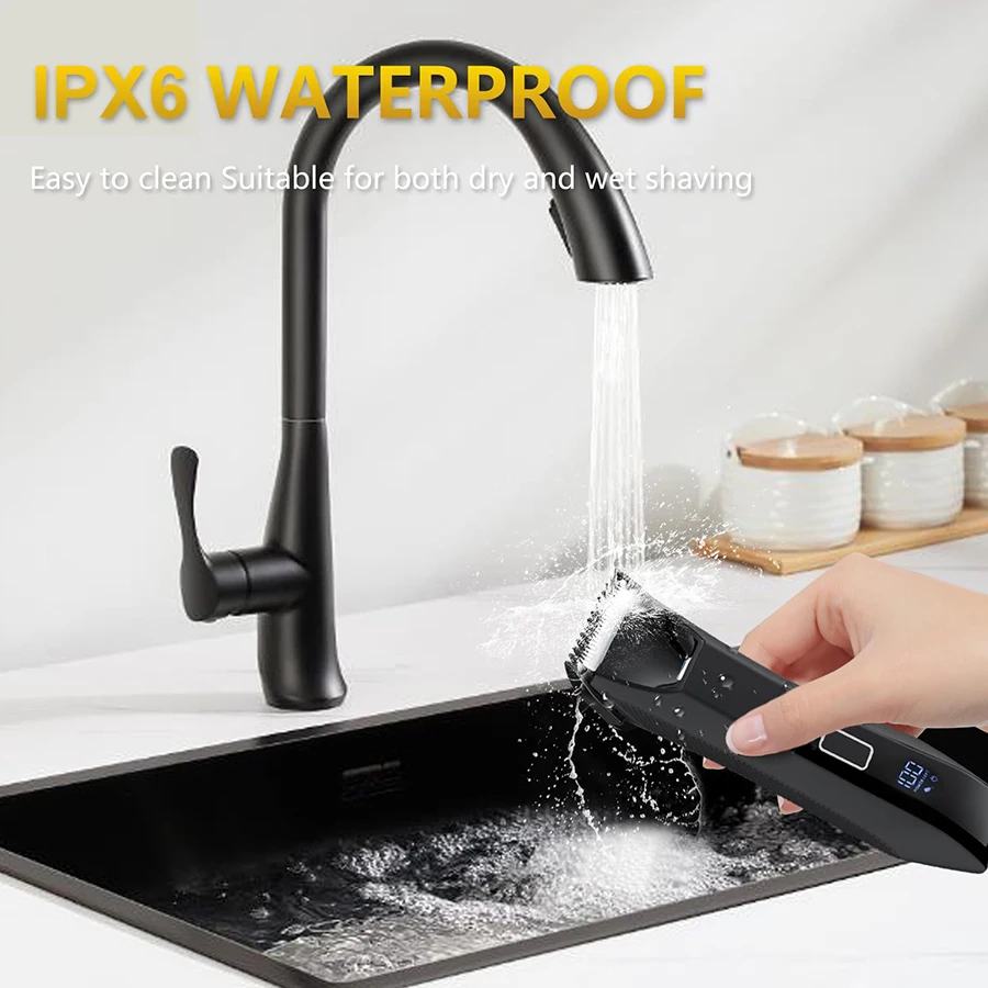 IPX6 Waterproof 2-in-1 Groin/Body Trimmer - SkinSafe Dual Head Foil Blades, Wet&Dry Cordless Groomer with USB-C Fast Charging
