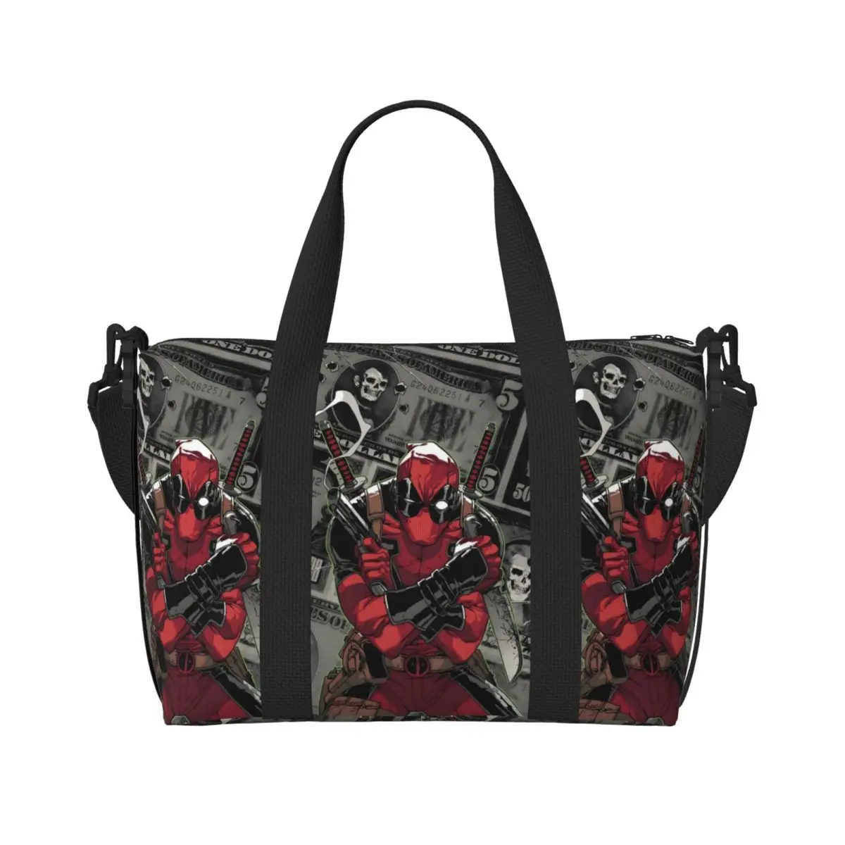 

Custom Deadpool Cool Beach Tote Bag for Women Extra Large Gym Carry On Vintage Anime Cartoon Travel Shopping Bags