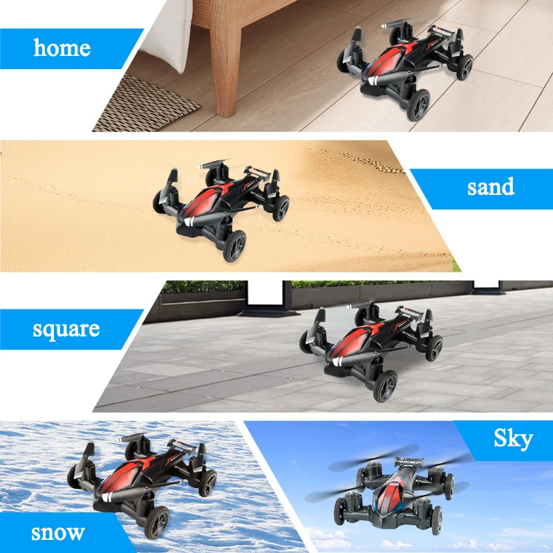 RC Land-Air Mini Drone, Avião Dual-Mode, Quatro Eixos, Aeronave de Controle Remoto, Tumbling Light, Brinquedo de Veículo Não Tripulado