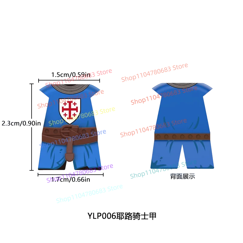 MOC Bouwstenen Middeleeuws Kruisvaarder Armor Accessoire Assemblagemodel Weergave Stuk Jongens Speelgoed Cadeau Verzameldecoratie
