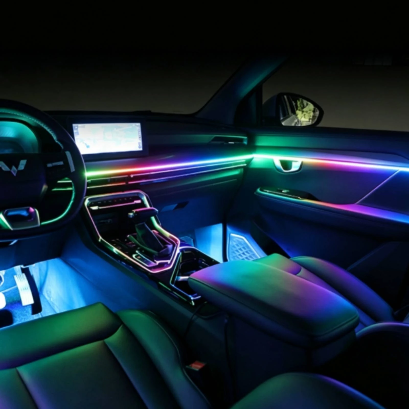 6 Pieces Acrylic Interior Car LED Lights App Controlled Car Ambient Lighting Kit Acrylic Light Strips Multicolor for Drivers view 4