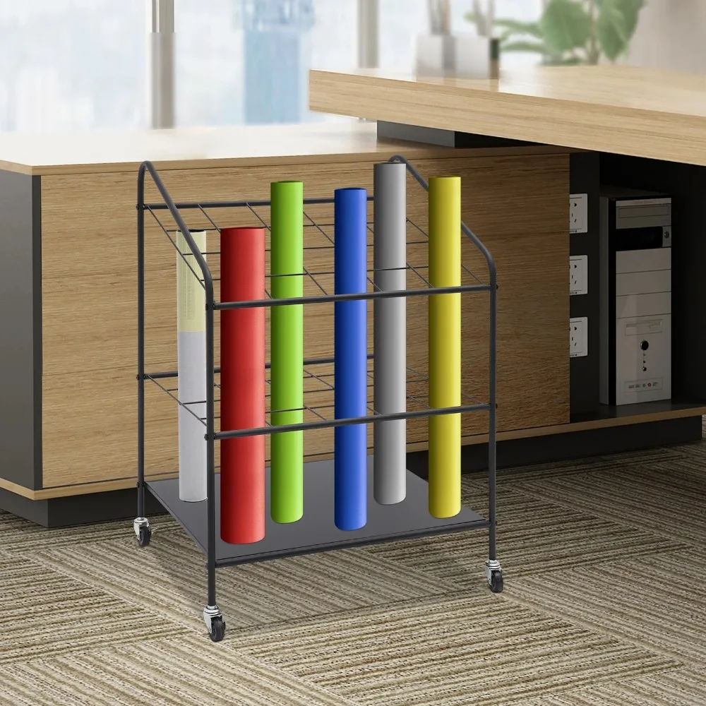 منظم لفات الورق المتنقلة، رف تخزين الأرضية، رف المواد Dsplay