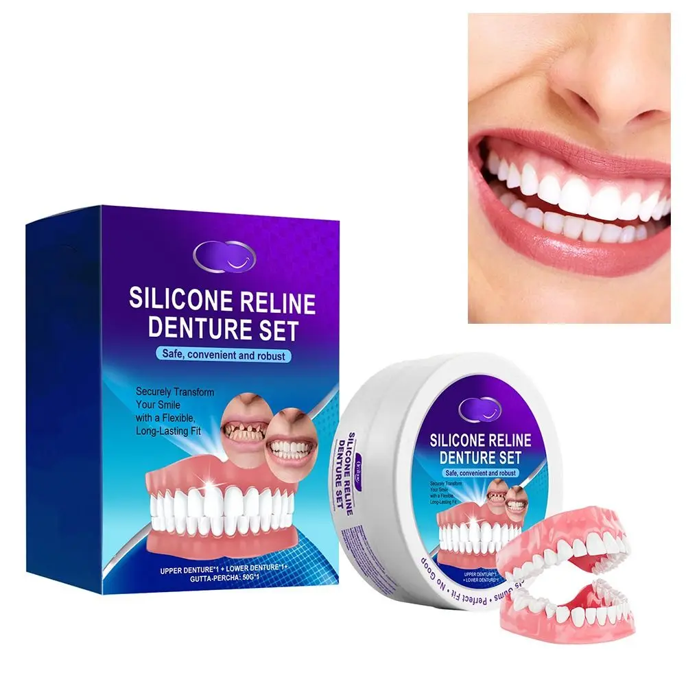 Veneers in Teeth Silicone Reline Denture Set Teeth Comfort Fit Soft Silicone Denture Set Silicone Instant