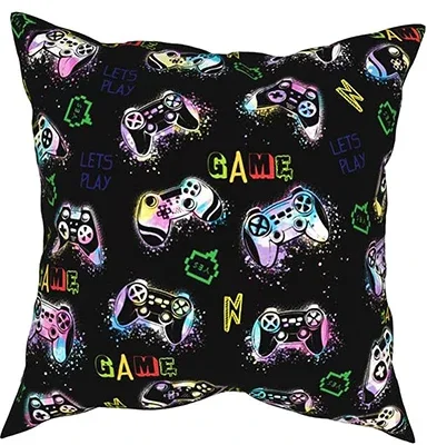 Square Pillow Cover Decoration Cushion Cover Home Couch Black and White Pillowcase Suitable for Boys Bedroom Game Room