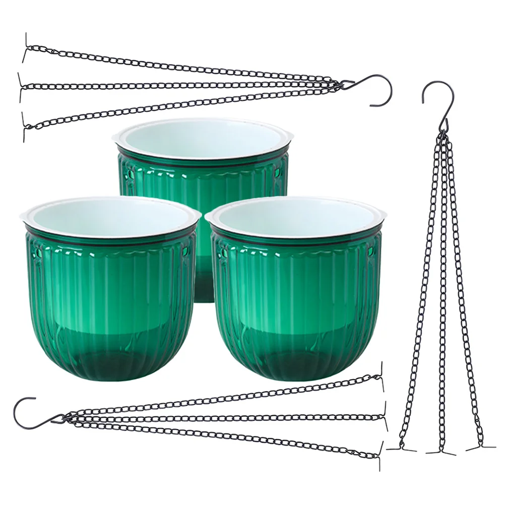 

3Pcs Resin Flower Pot Set Hanging Planters Self Watering Balcony Garden Indoor Outdoor Hanging Flower Containers