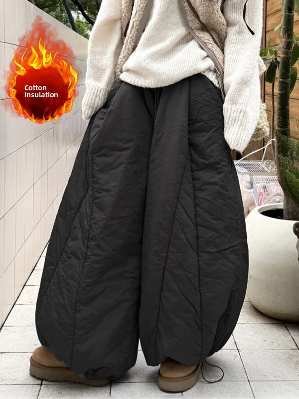 

Новые зимние женские повседневные хлопковые брюки больших размеров: свободные брюки-баллон с завышенной талией, удобные и теплые