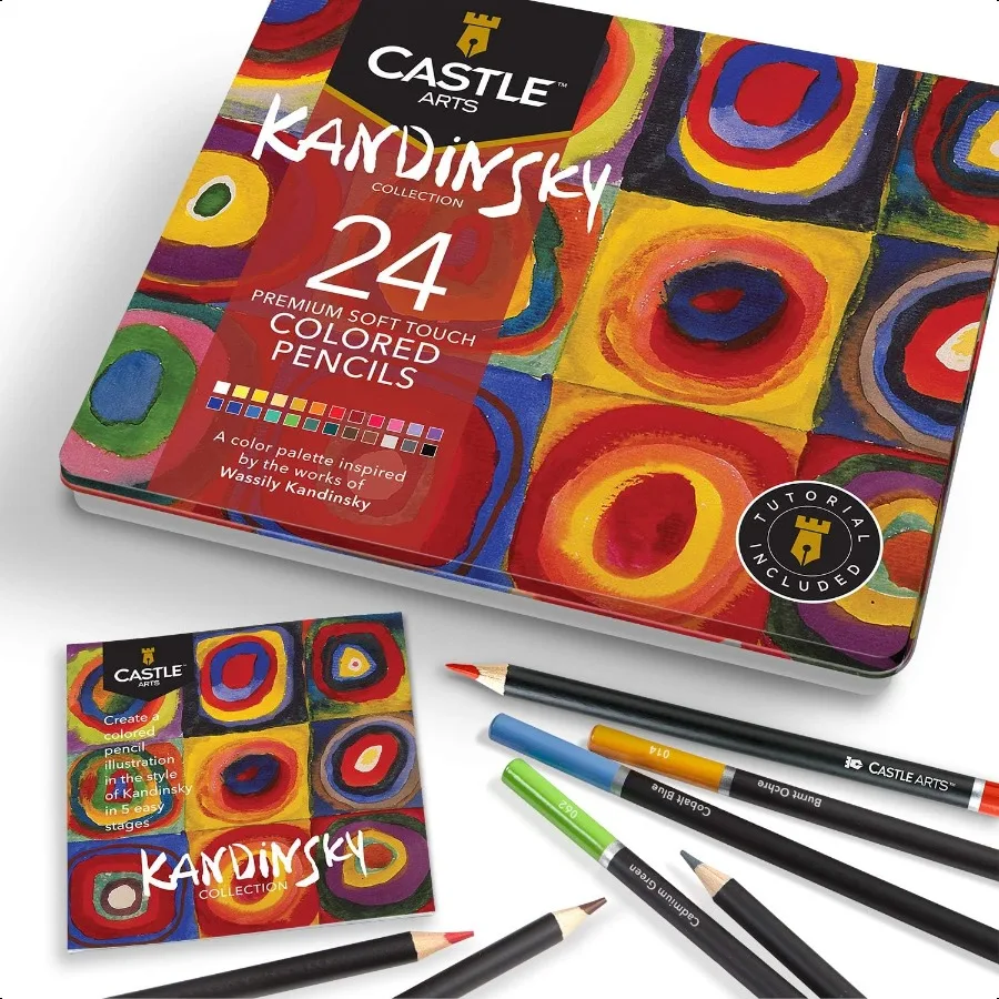 

Castle Arts Themed 24 Coloured Pencil Set in Tin Box perfect Kandiy inspired colours. Featuring quality smooth coloured cores e