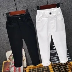 Spring Autumn Boys Casual Pants 2-8Years Old Children Pants Casual Girls Solid Color Trousers White/black Fashion Straight Pants