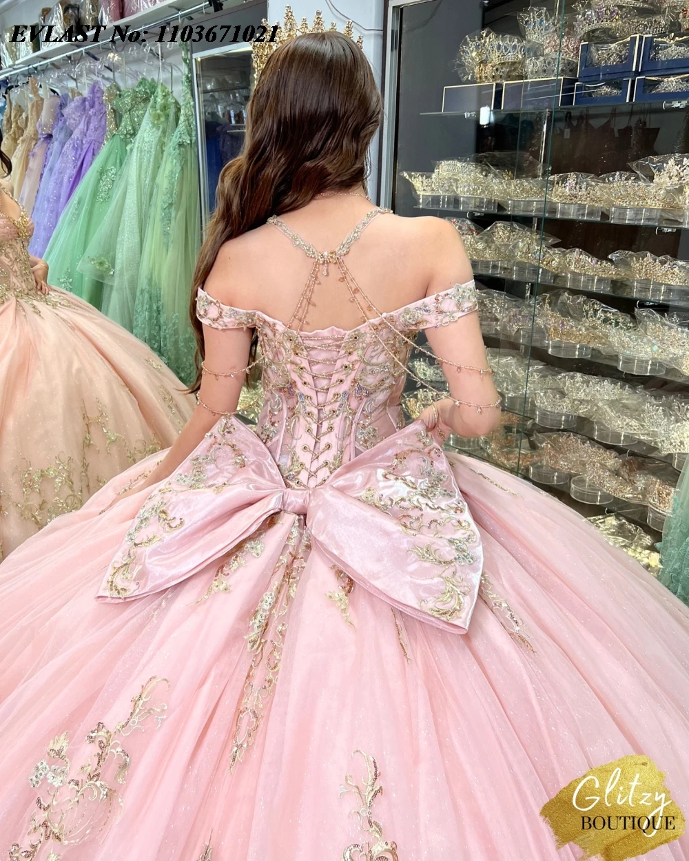 EVLAST Customized Pink Quinnceanera Dress Ball Gown Gold Lace Applique Beaded Mexico Corset Sweet 16 Vestidos De 15 Anos SQ638