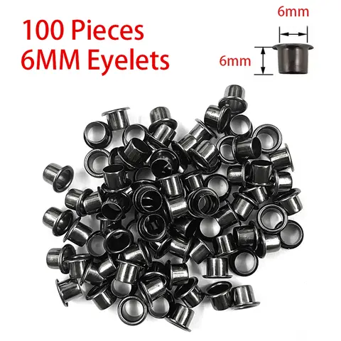 DIY Kydex 시스 홀스터용 아일렛 리벳, 페인팅 블랙 브론즈 가죽, 6mm x 7mm, 100 개/로트