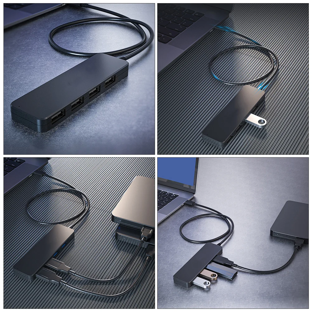 

4-Port USB 2.0 Hub ABS Shell USB Splitter Dissipation with Plug Play Multi-Port Expansion Transfer Adapter for Laptop