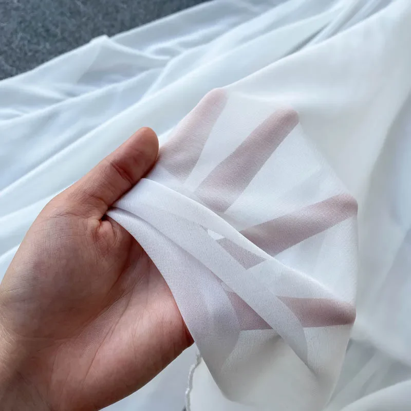 Primavera Estate nuove donne eleganti abito da vacanza manica a sbuffo slash neck spalle scoperte abiti in chiffon bianco femminile smock