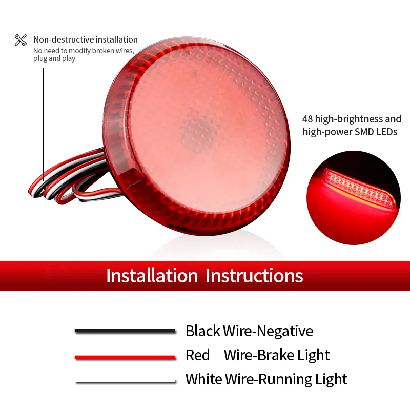2PCS LED Rear Bumper Brake Lights Canbus ​​For Nissan Qashqai Dualis 07-13 Juke 15-17 ​For Scion iQ 08- xB 11-up Stop Fog Lamps