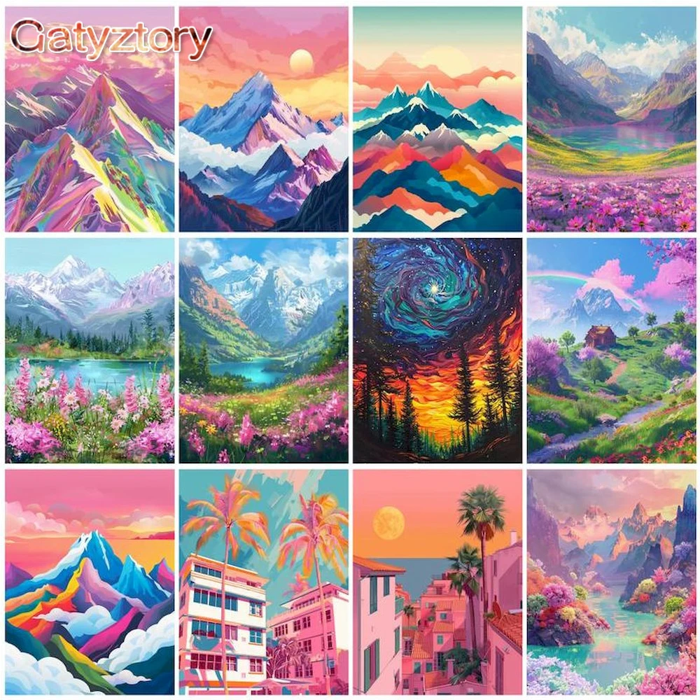 

GATYZTORY 60x75cm DIY Painting By Numbers Landscape Picture By Numbers Wall Art Acrylic Paint For Adult Kit Home Decor Gift