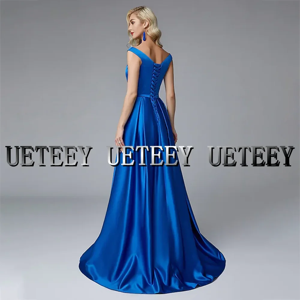 Robe de demoiselle d'honneur trapèze élégante, personnalisée, col en V, sans manches, longueur au sol, robes de soirée de mariage, dos à lacets pour femmes