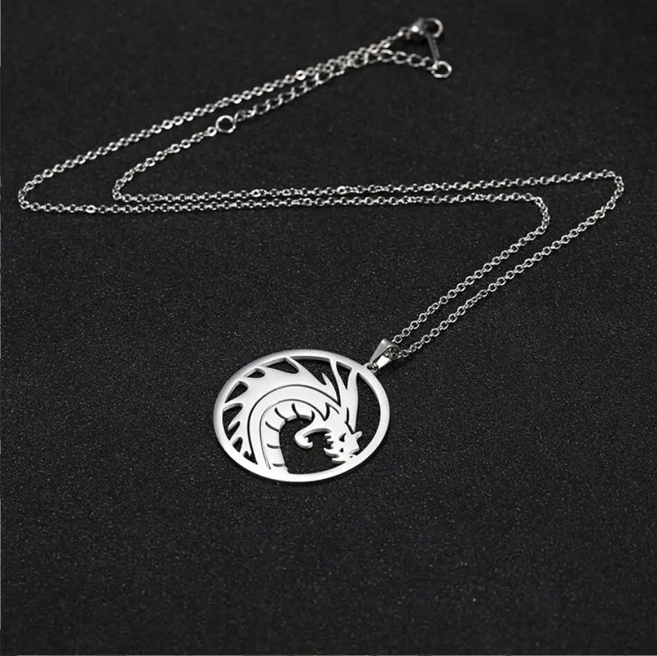 

1PC Nice Stainless Steel Dragon Pendant Necklace For Men Dragon Animal Head Fashion Necklace Jewelry F1087