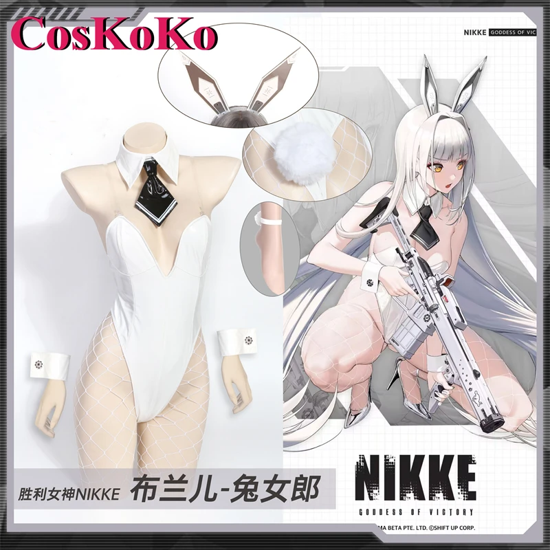 

CosKoKo White Rabbit Branl Cosplay Game NIKKE Costume Bunny Girl Patent Leather Jumpsuit Halloween Party Role Play Clothing New