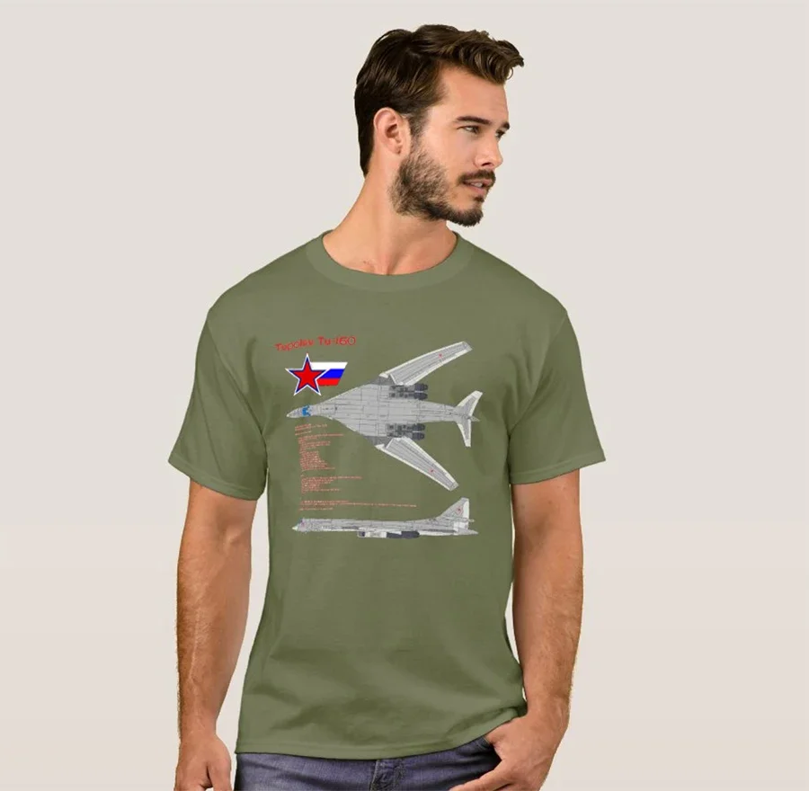 Russian Tupolev Tu-160 White Swan Strategic Bomber T Shirt. Short Sleeve 100% Cotton Casual T-shirts Loose Top Size S-3XL